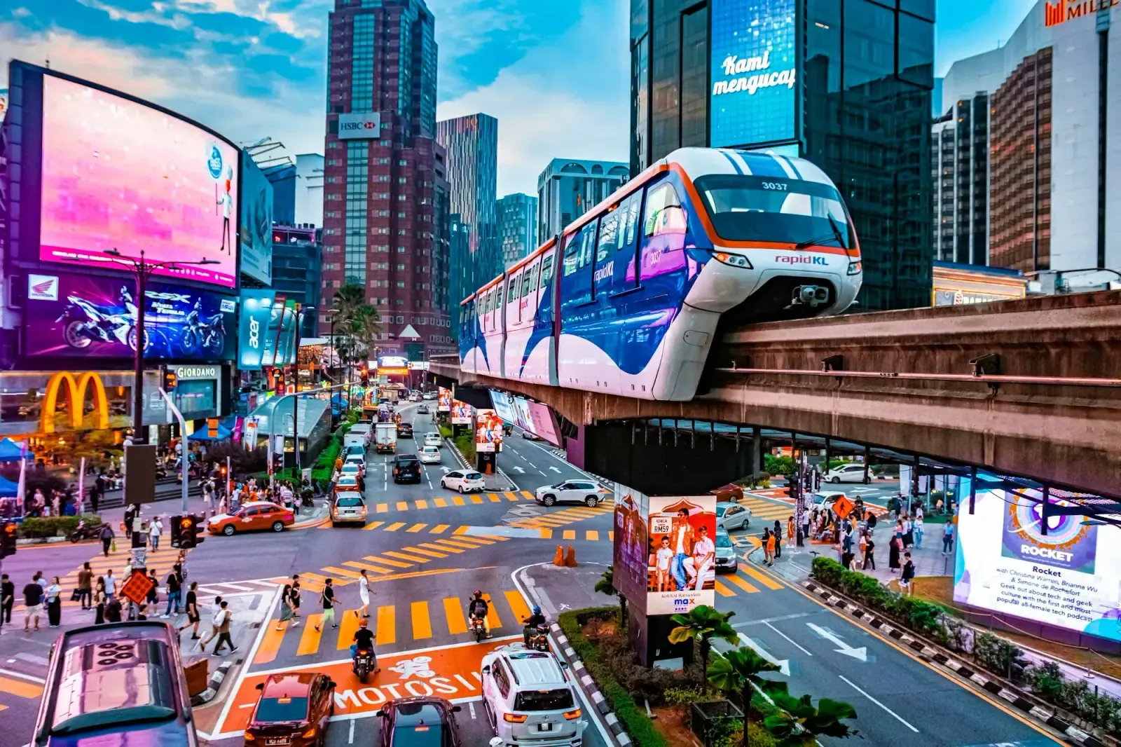 The monorail crossing Bukit Bintang